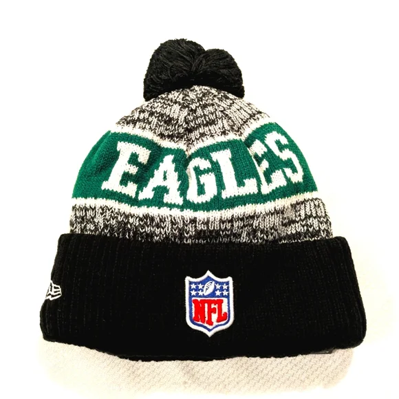 Philadelphia Eagles Kelly Green & Black Knit Beanie 🏈 NFL Winter Hat 🆕 - Picture 2 of 2